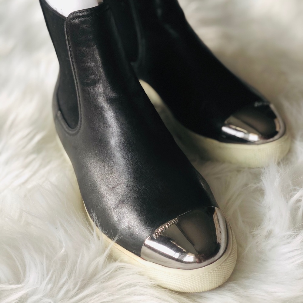 MIU MIU Napa Leather High Top Sneakers size 38 1/2